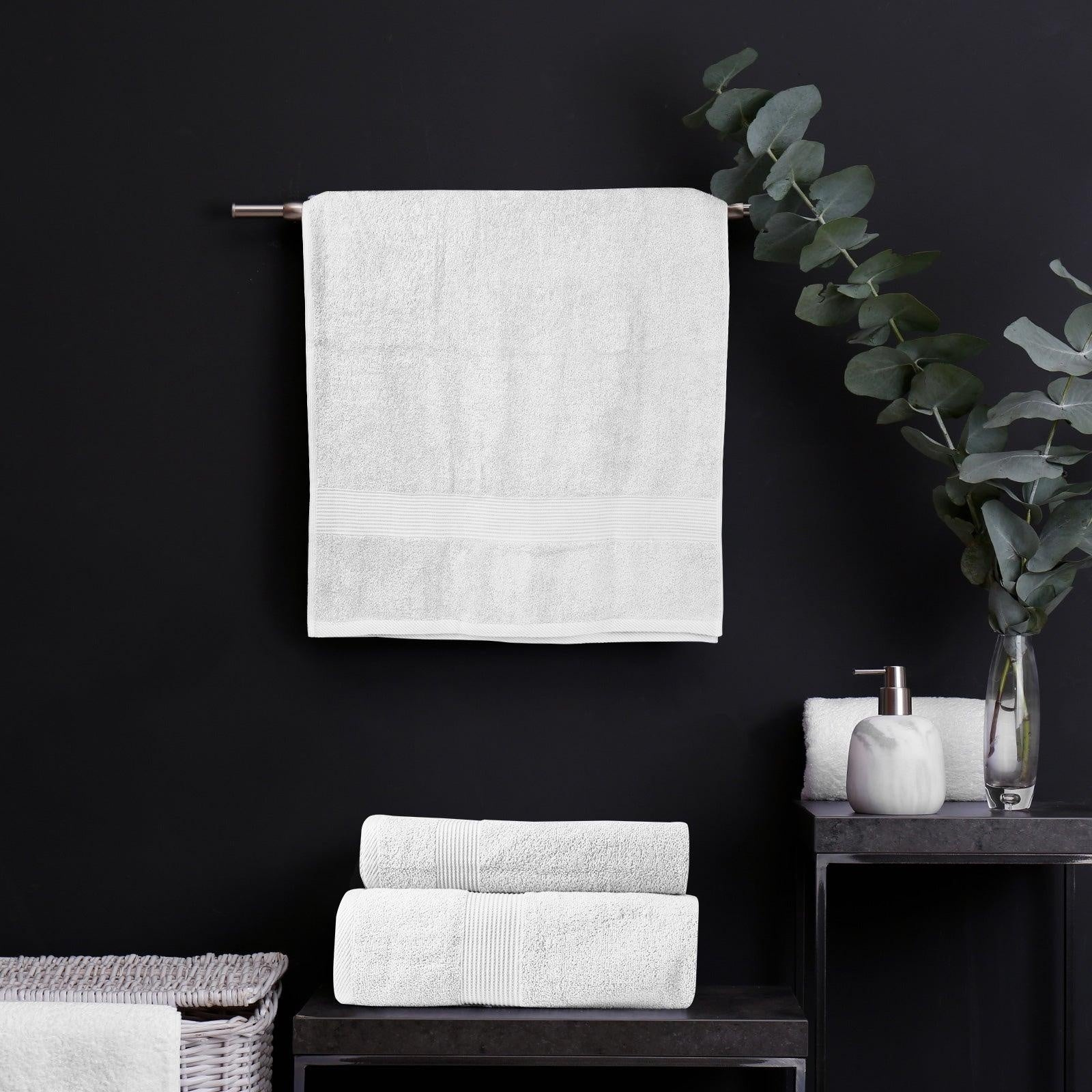 Royal Comfort 4 Piece Cotton Bamboo Towel Set 450GSM Luxurious Absorbent Plush White Deals499