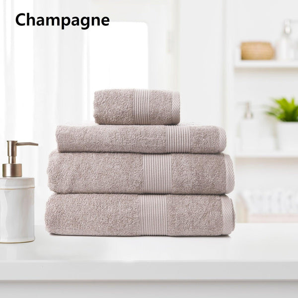 Royal Comfort 4 Piece Cotton Bamboo Towel Set 450GSM Luxurious Absorbent Plush Champagne Deals499