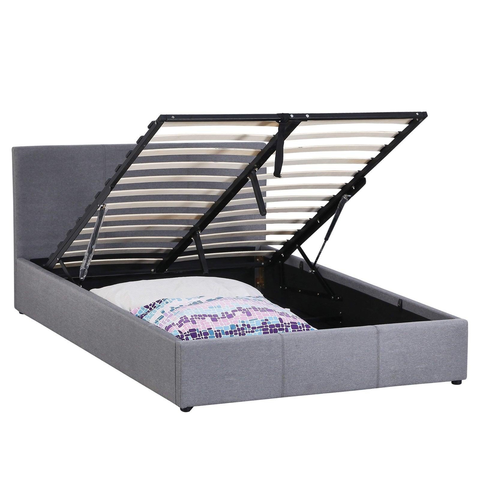 Milano Luxury Gas Lift Bed Frame Base And Headboard With Storage All Sizes Grey King Deals499