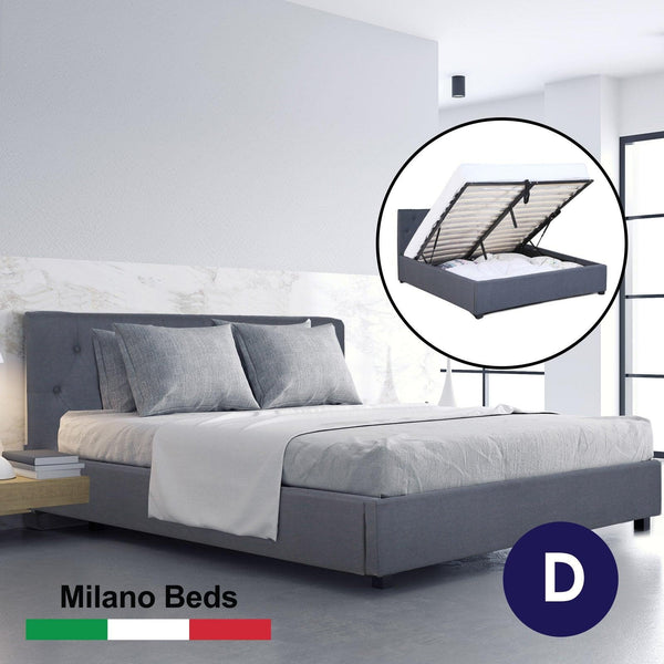 Milano Capri Luxury Gas Lift Bed Frame Base And Headboard With Storage All Sizes Charcoal Double Deals499