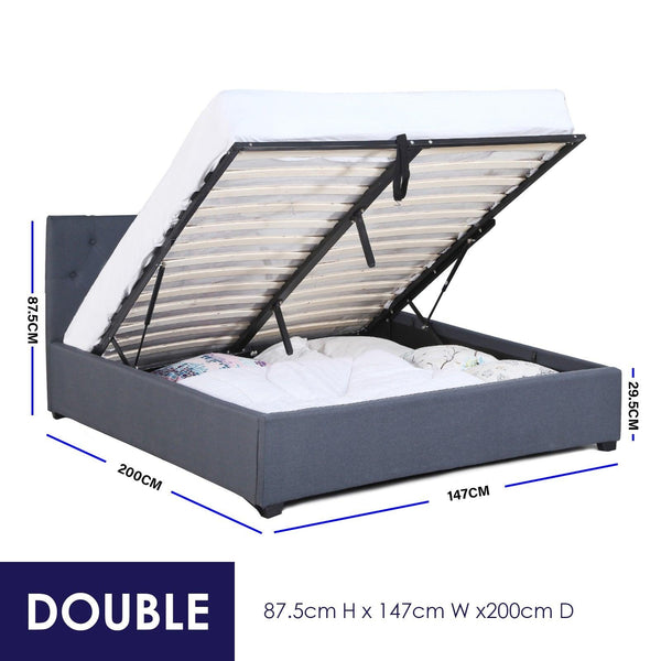 Milano Capri Luxury Gas Lift Bed Frame Base And Headboard With Storage All Sizes Charcoal Double Deals499