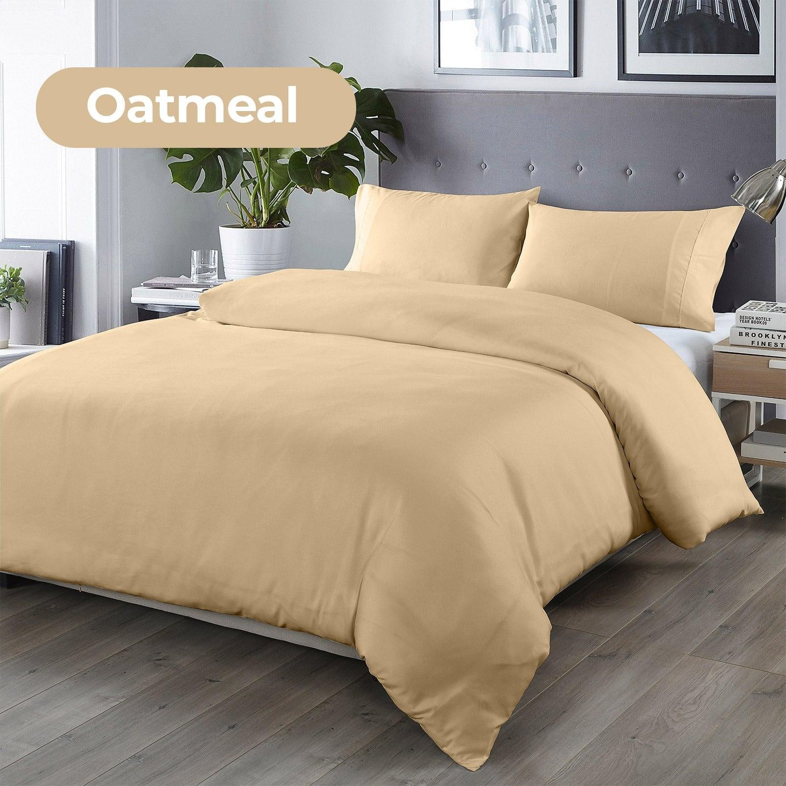 Royal Comfort Bamboo Blended Quilt Cover Set 1000TC Ultra Soft Luxury Bedding King Oatmeal Deals499