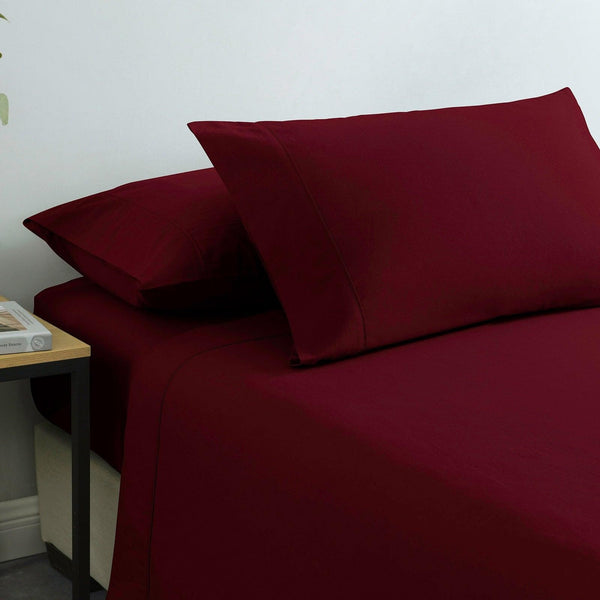 Royal Comfort Vintage Washed 100% Cotton Sheet Set Fitted Flat Sheet Pillowcases Queen Mulled Wine Deals499
