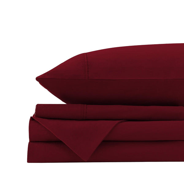 Royal Comfort Vintage Washed 100% Cotton Sheet Set Fitted Flat Sheet Pillowcases Queen Mulled Wine Deals499