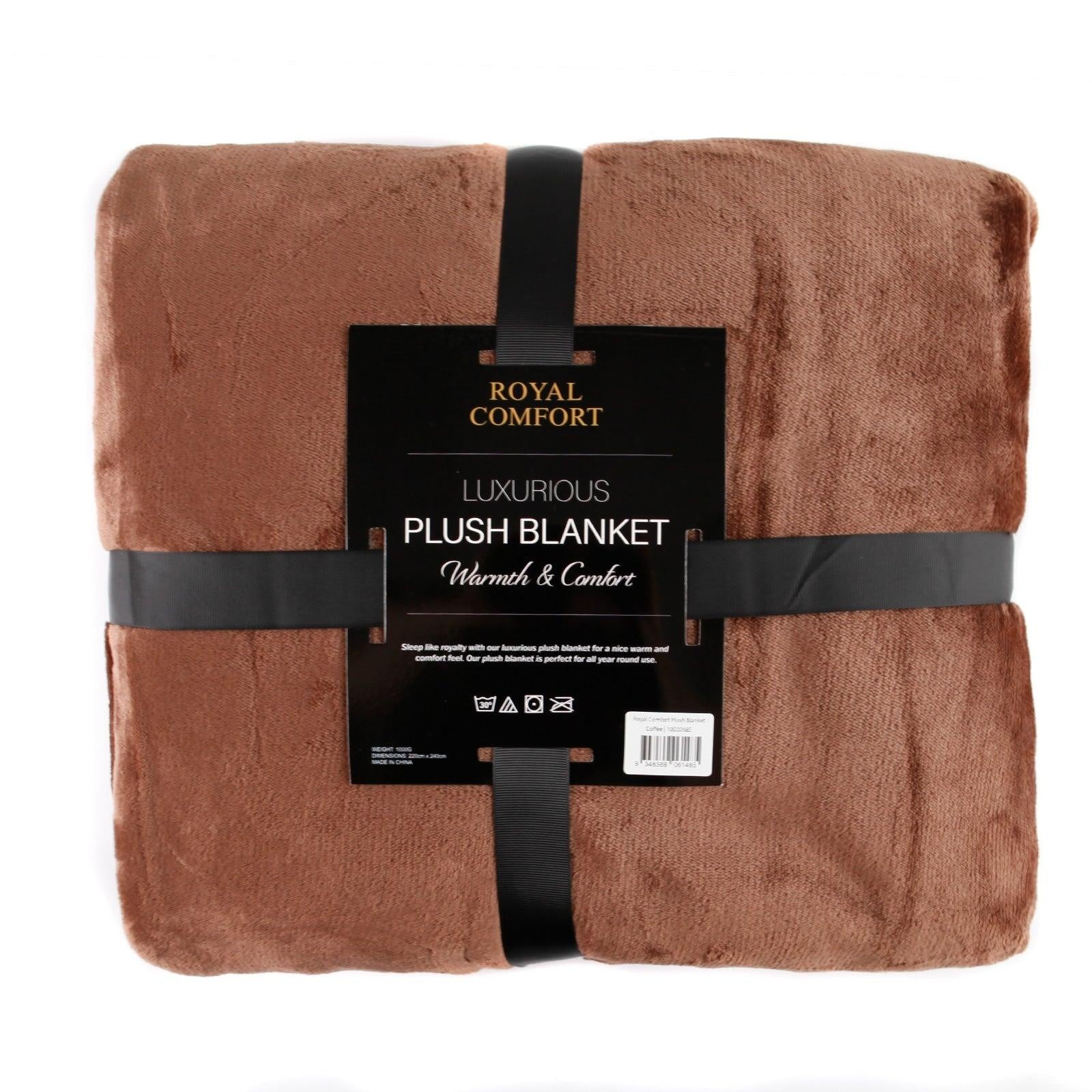 Royal Comfort Plush Blanket Throw Warm Soft Super Soft Large 220cm x 240cm Coffee Deals499