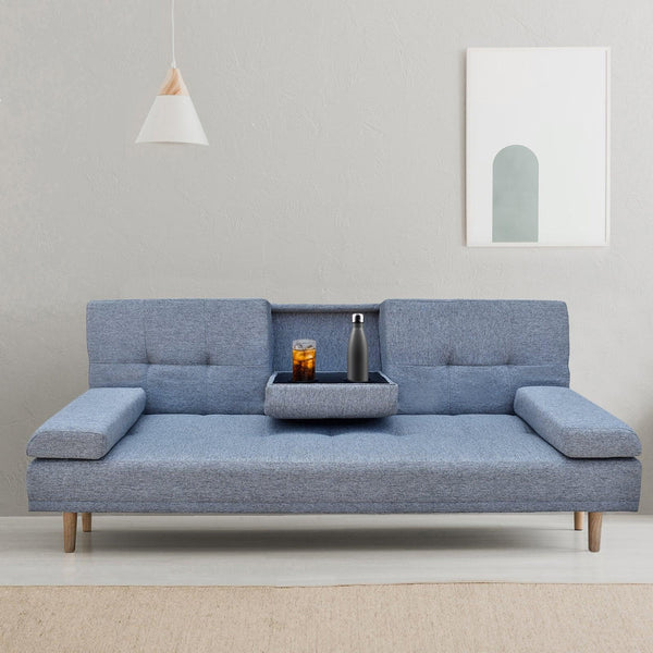 Casa Decor Mendoza 2 in 1 Sofa Bed Couch Grey Pull Down Cupholder 3 Seats Futon Deals499