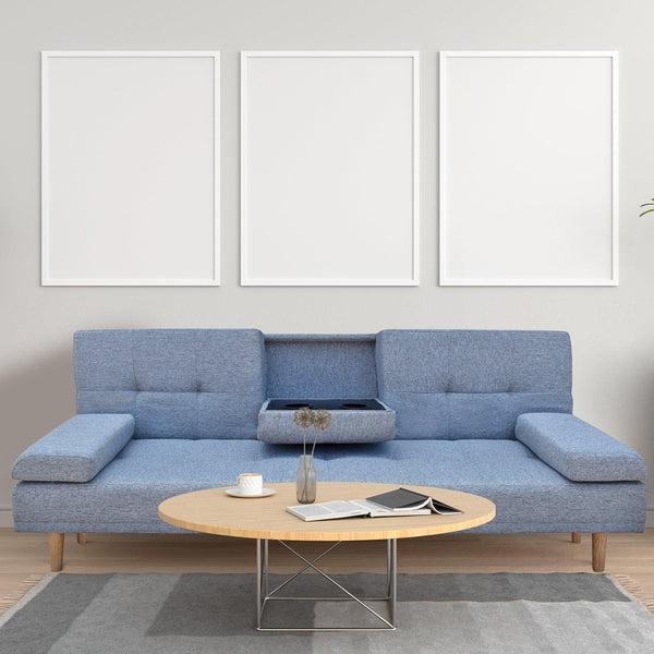 Casa Decor Mendoza 2 in 1 Sofa Bed Couch Grey Pull Down Cupholder 3 Seats Futon Deals499