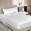 Royal Comfort Satin Sheet Set 3 Piece Fitted Sheet Pillowcase Soft - Queen - White Deals499