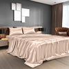 Royal Comfort Satin Sheet Set 4 Piece Fitted Flat Sheet Pillowcases - King - Champagne Pink Deals499