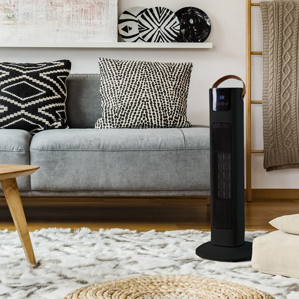 Pursonic Electric Ceramic Tower Heater Portable Oscillating Remote Control - Black Deals499