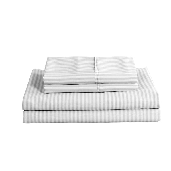 Royal Comfort Striped Flax Linen Blend Quilt Cover Set Soft Touch Bedding - Queen - Grey from Deals499 at Deals499