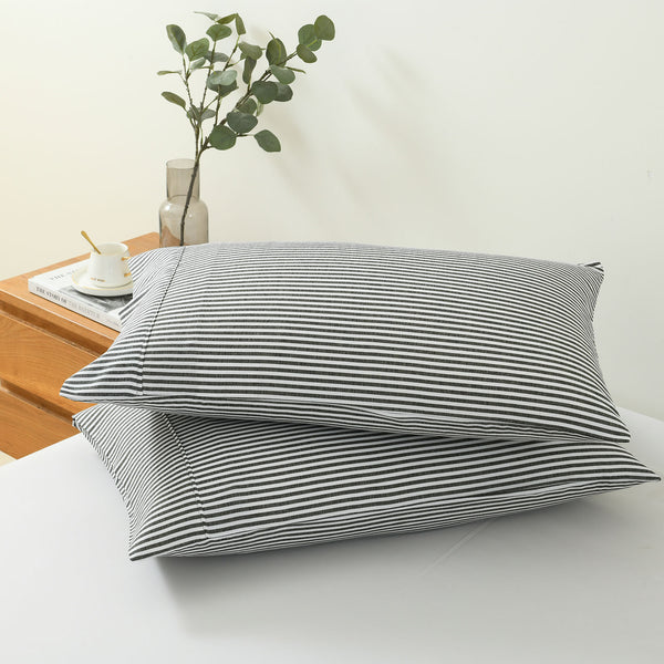 Royal Comfort Striped Flax Linen Blend Quilt Cover Set Soft Touch Bedding - Queen - Charcoal from Deals499 at Deals499