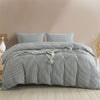 Royal Comfort Striped Flax Linen Blend Quilt Cover Set Soft Touch Bedding - King - Charcoal from Deals499 at Deals499
