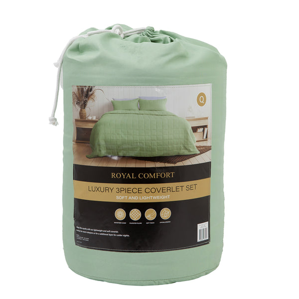 Royal Comfort Coverlet Set Bedspread Soft Touch Easy Care Breathable 3 Piece Set - Queen - Sage from Deals499 at Deals499