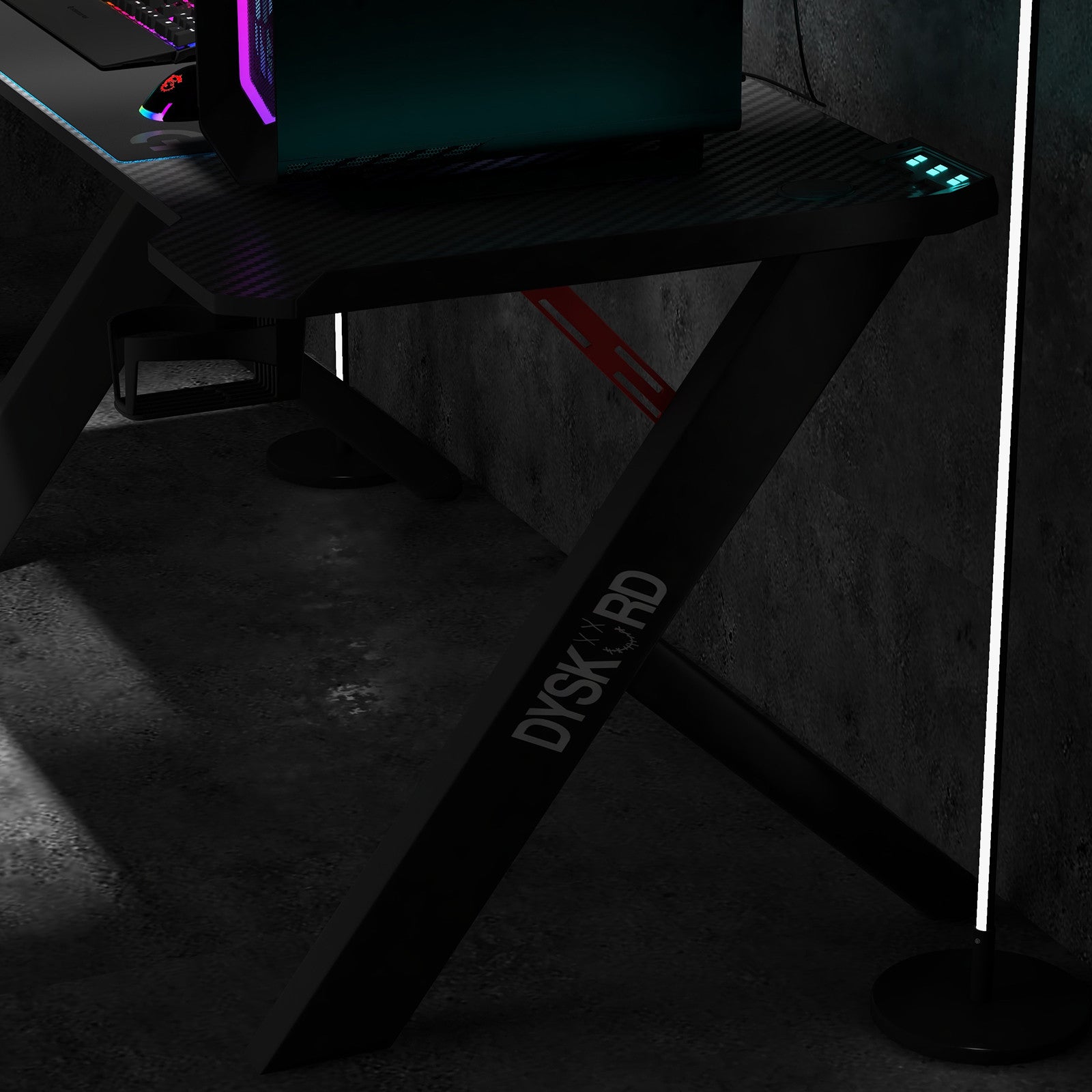 Dyskord Gaming Table Desk Office Desktop Steel LED RGB Lighting Deals499