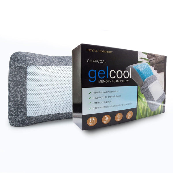 Royal Comfort Cool Gel Charcoal Infused High Density Memory Foam Pillow 40 x 60 cm Charcoal, Blue Deals499