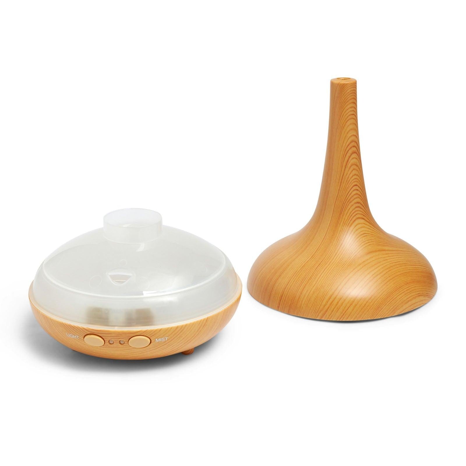 Essential Oil Diffuser Ultrasonic Humidifier Aromatherapy LED Light 200ML 3 Oils 15 x 15 x 20cm Light Wood Grain Deals499