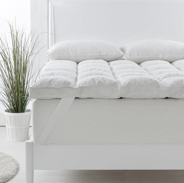 Royal Comfort 1800GSM Duck Feather Down Topper And 1000GSM 2 Pillows Set White King Single Deals499