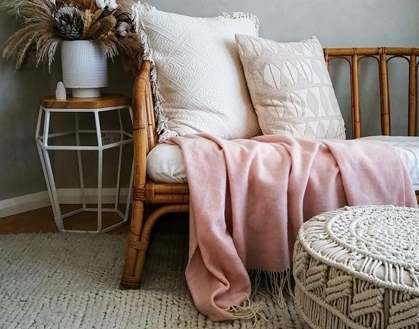 Kensington Throw - 10% Cashmere/ 90% Super Fine Merino Wool - Blush Deals499