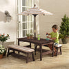 Outdoor Table & Bench Set with Cushions & Umbrella (Brown) Deals499