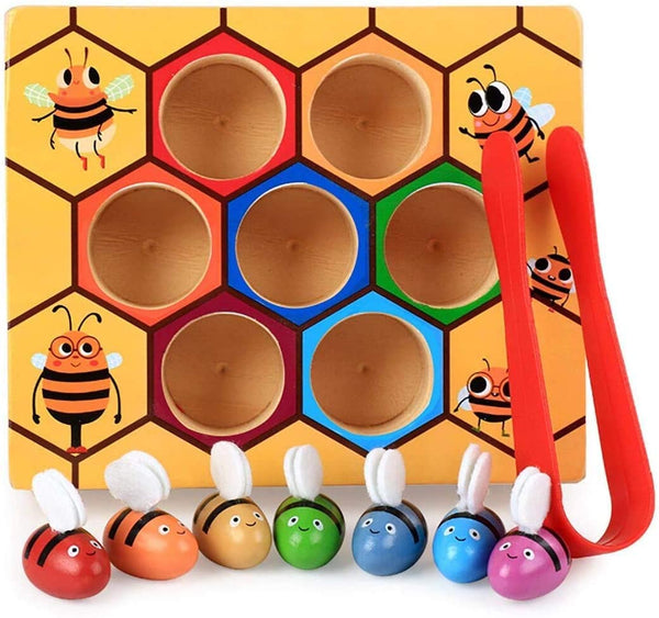 Wooden Bee Toddler Fine Motor Skill Toy - (Montessori Wooden Puzzle Early Learning Preschool Educational Kids) Deals499