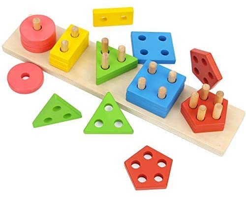 Wooden Educational Preschool Blocks Puzzle for 3 to 5 Year Old Kids Toys Deals499