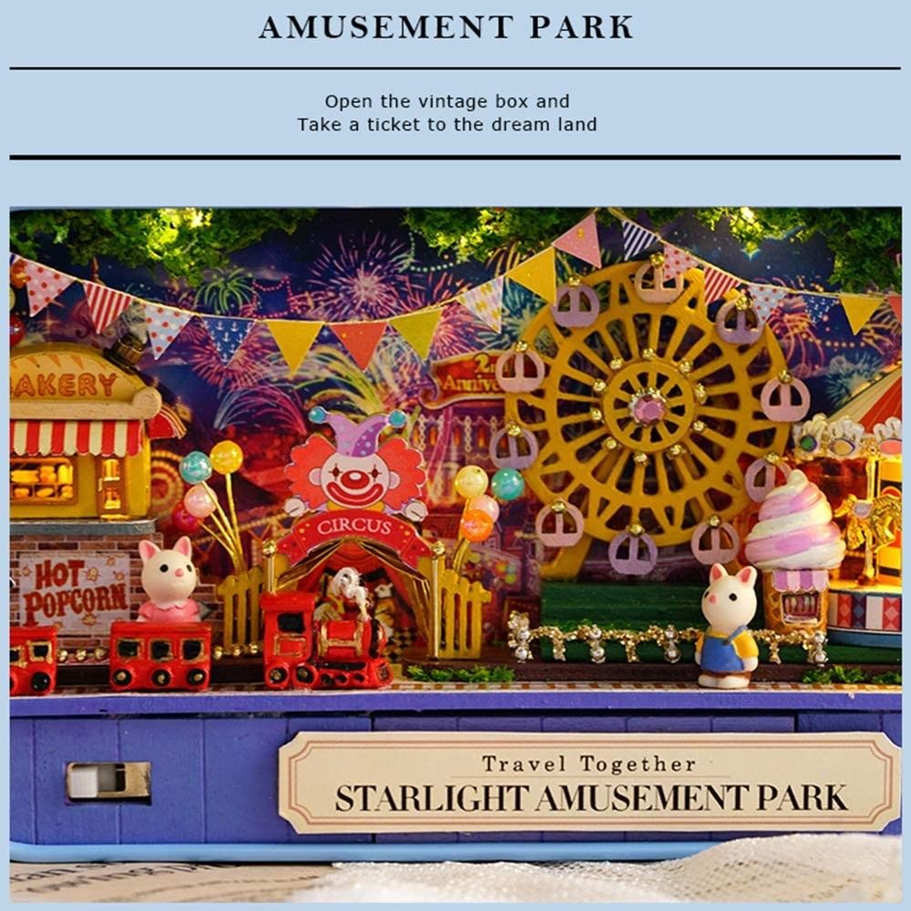 Box Theatre Doll House Furniture Miniature, 1:24 Dollhouse Kit for Kids (Starlight Amusement Park) Deals499