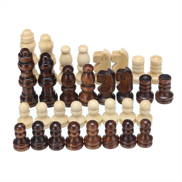 3 IN 1 Wooden Chess Set Folding Chessboard Wood Pieces Draughts Backgammon Toy Deals499