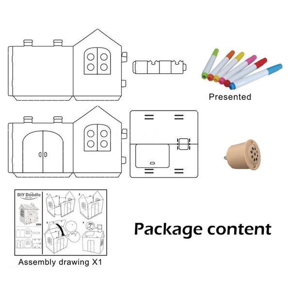 DIY Large Cardboard Coloring Creative Craft Play House Project Assemble Kids Deals499