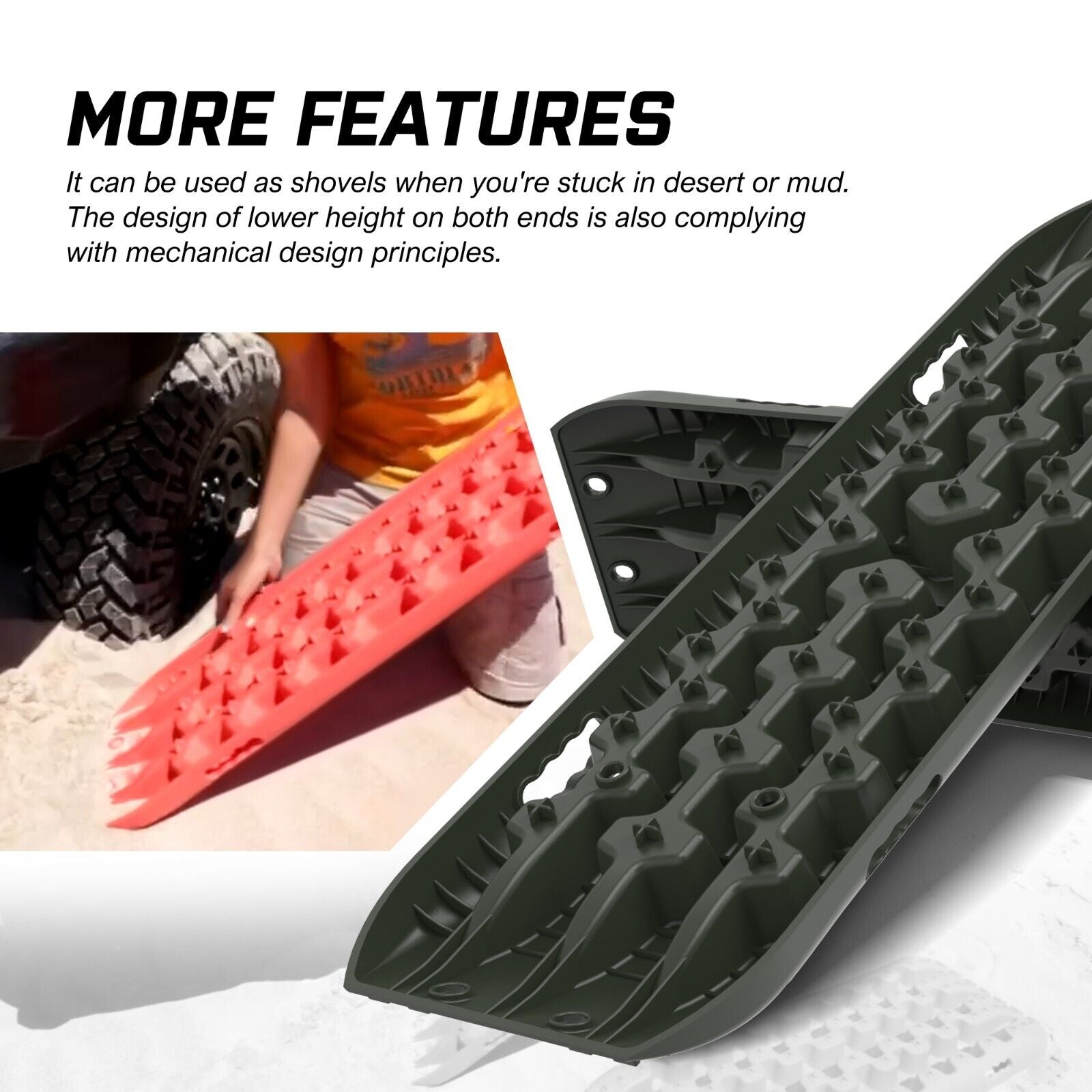 X-BULL Recovery tracks kit Boards 4WD strap mounting 4x4 Sand Snow Car qrange GEN3.0 6pcs OLIVE Deals499