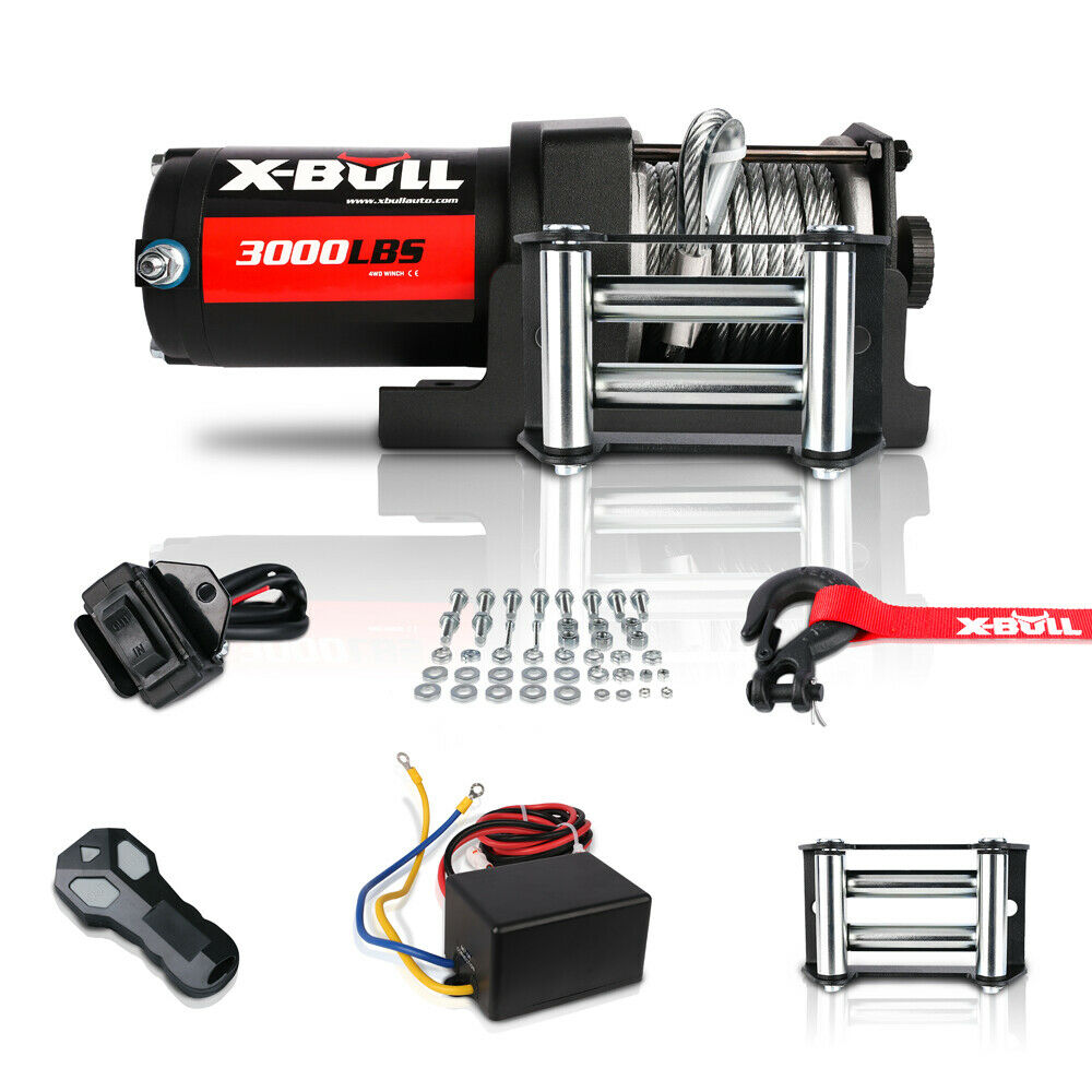 X-BULL Electric Winch 3000lbs/1360kg Wireless 12V Steel Cable ATV 4WD BOAT 4X4 Deals499