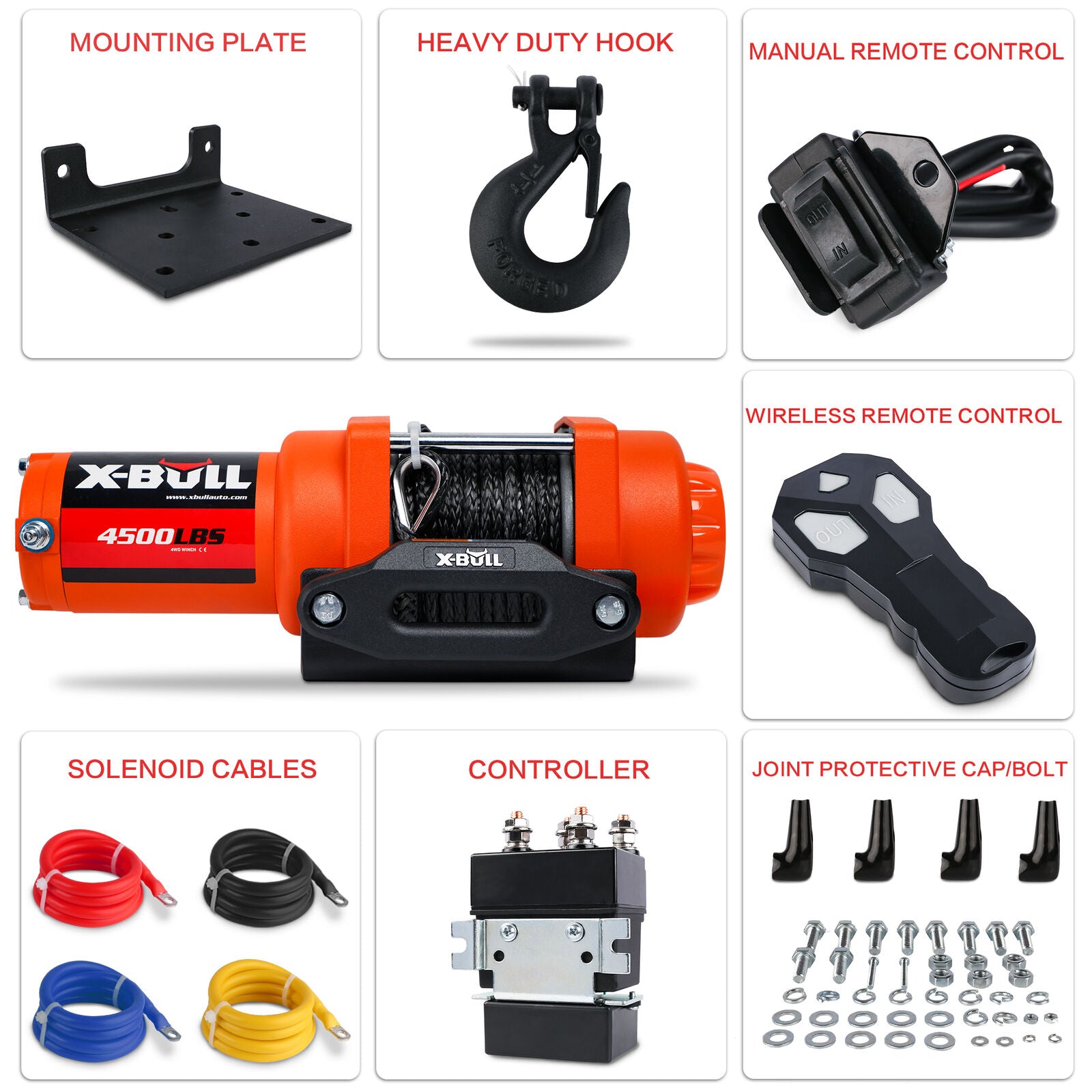 X-BULL Electric Winch 12v Synthetic Rope 4500LBS Wireless Remote ATV UTV 2041KG Deals499