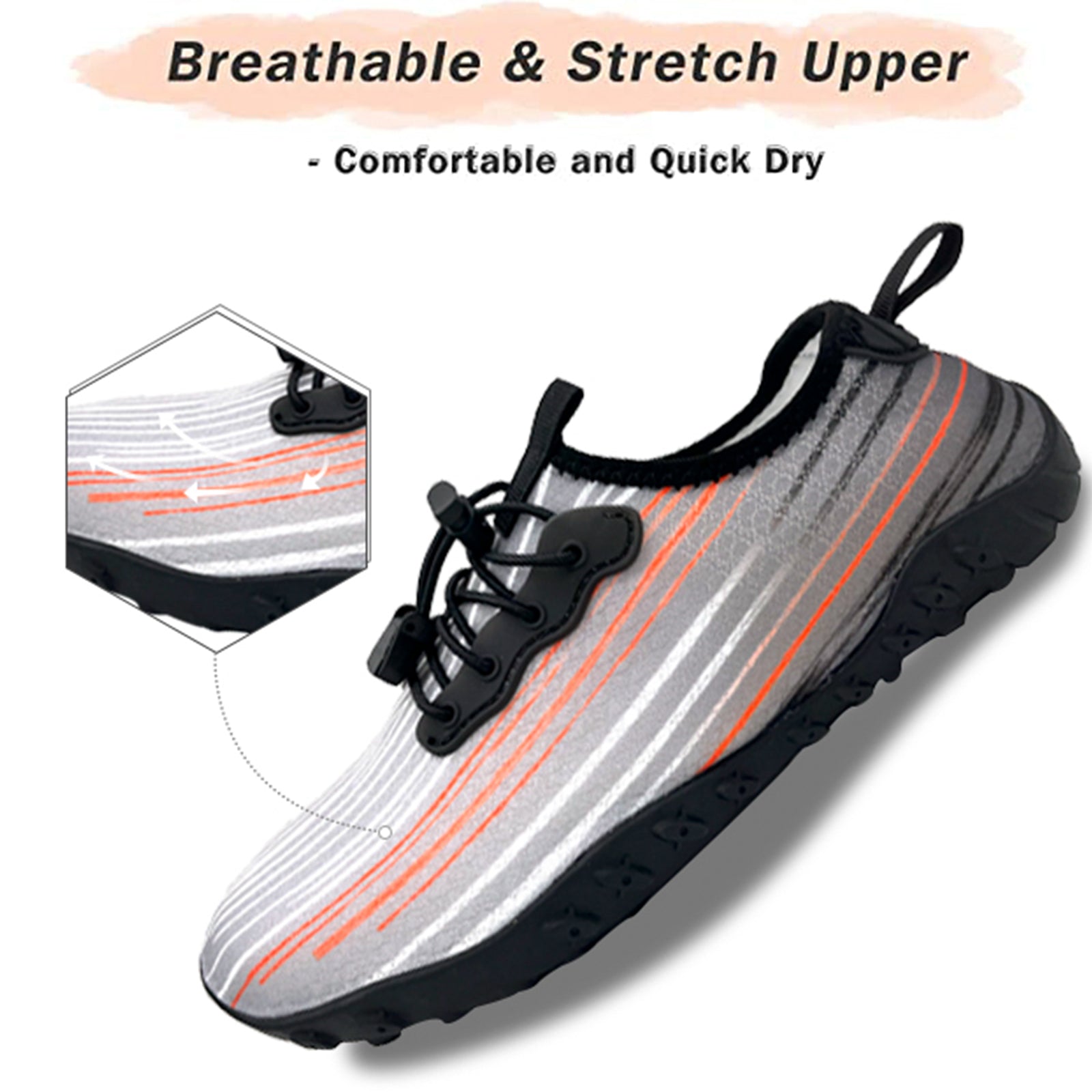 Water Shoes for Men and Women Soft Breathable Slip-on Aqua Shoes Aqua Socks for Swim Beach Pool Surf Yoga (Grey Size US 7.5) from Deals499 at Deals499