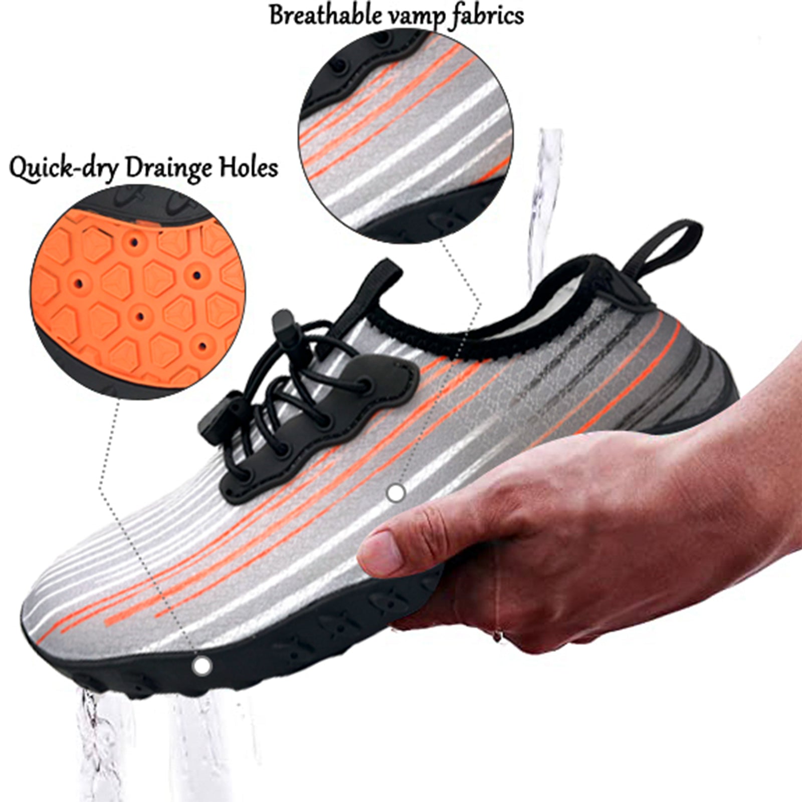 Water Shoes for Men and Women Soft Breathable Slip-on Aqua Shoes Aqua Socks for Swim Beach Pool Surf Yoga (Grey Size US 7.5) from Deals499 at Deals499