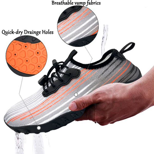 Water Shoes for Men and Women Soft Breathable Slip-on Aqua Shoes Aqua Socks for Swim Beach Pool Surf Yoga (Grey Size US 9.5) from Deals499 at Deals499
