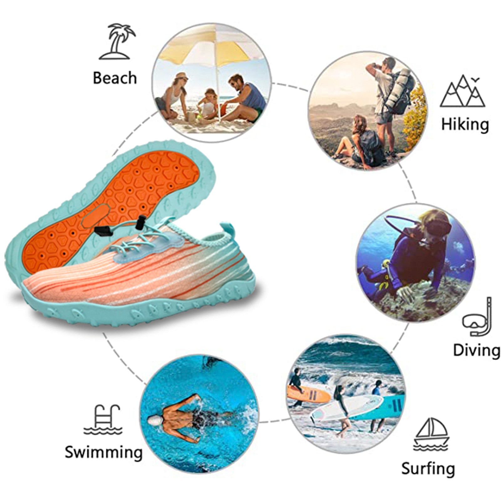 Water Shoes for Men and Women Soft Breathable Slip-on Aqua Shoes Aqua Socks for Swim Beach Pool Surf Yoga (Orange Size US 12) from Deals499 at Deals499