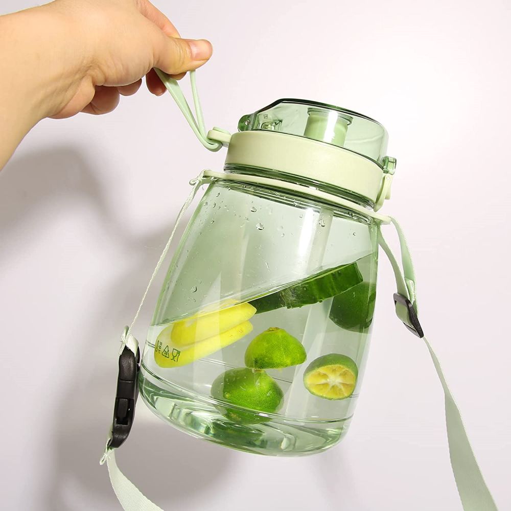 Clear Large Water Bottle Water Jug with Adjustable Shoulder Strap - Green Deals499