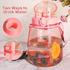 Clear Large Water Bottle Water Jug with Adjustable Shoulder Strap - Pink Deals499