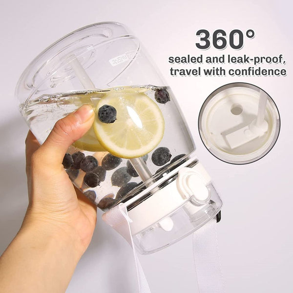 Clear Large Water Bottle Water Jug with Adjustable Shoulder Strap - White Deals499