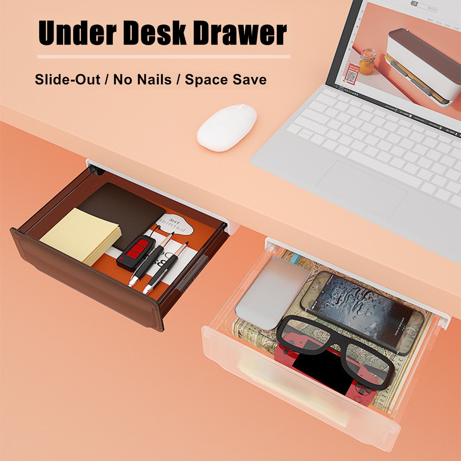 Under Desk Drawer Slide-out Large Office Organizers and Storage Drawers - Large Black from Deals499 at Deals499