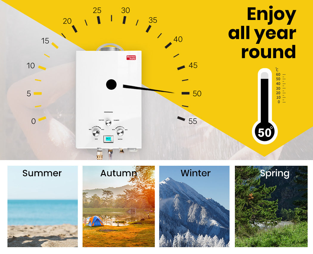 Thermomate Outdoor Water Heater Gas Camping Hot Portable Tankless Shower Pump Deals499