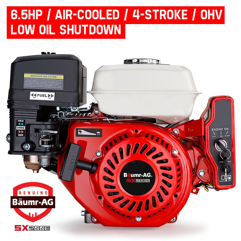 Baumr-AG 6.5HP Petrol Engine Stationary Motor OHV Horizontal Shaft Electric Start Recoil Deals499