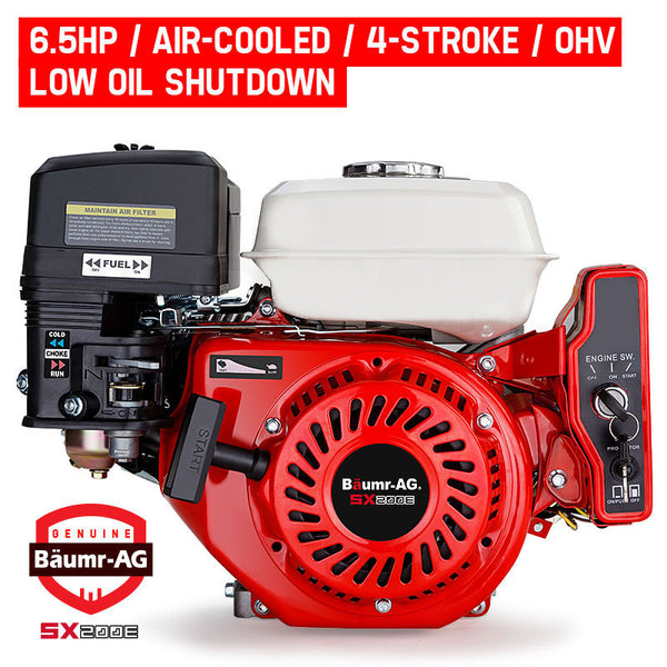 Baumr-AG 6.5HP Petrol Engine Stationary Motor OHV Horizontal Shaft Electric Start Recoil Deals499