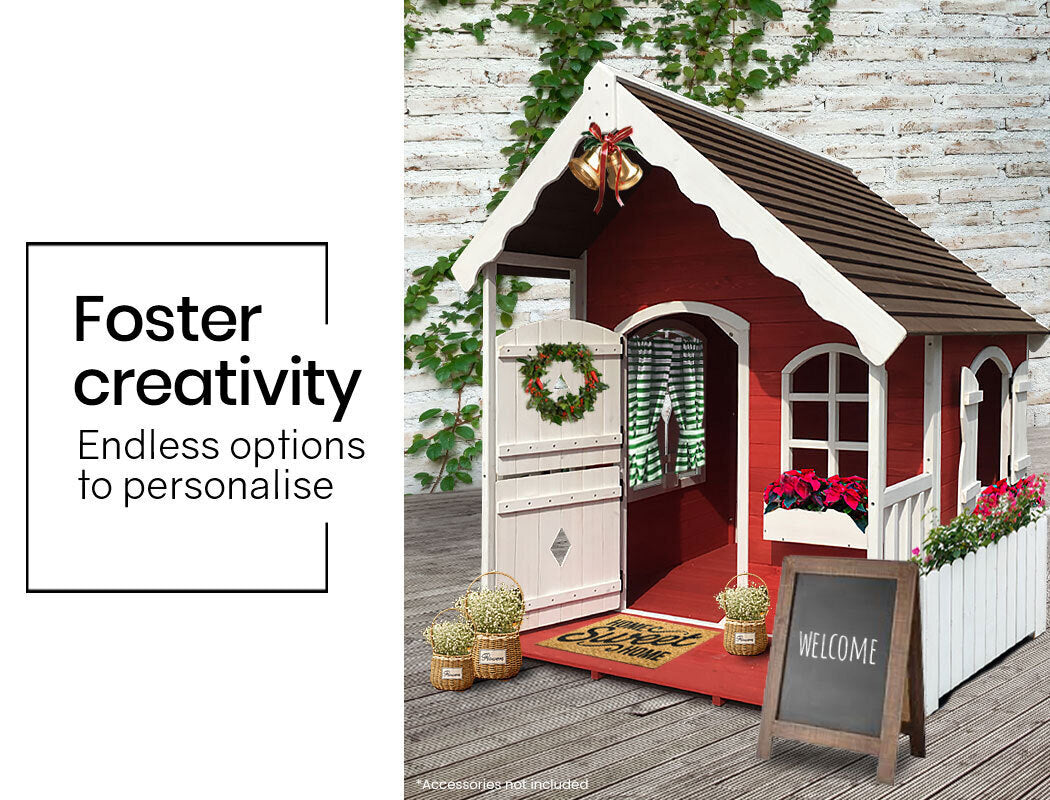 ROVO KIDS Cubby House Wooden Cottage Outdoor Furniture Playhouse Children Toy Deals499