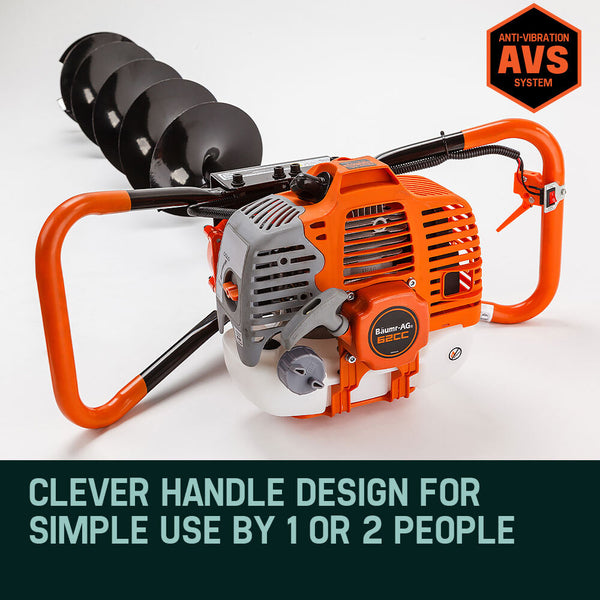Baumr-AG Post Hole Digger 62CC Posthole Earth Auger Fence Borer Petrol Drill Bit Deals499