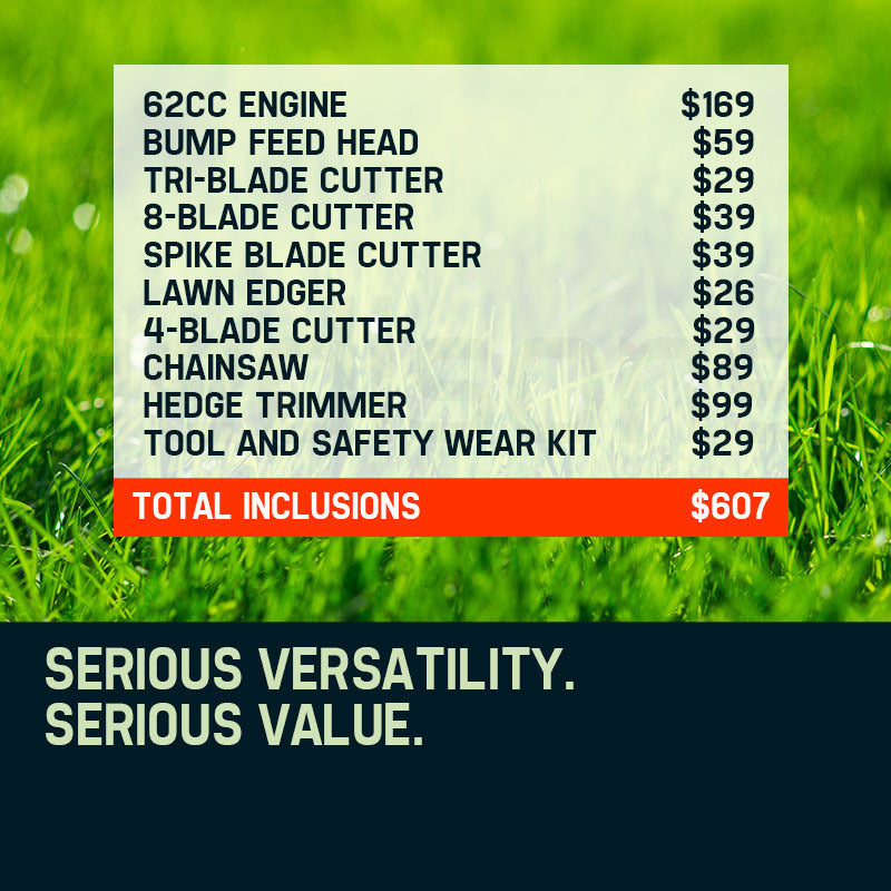 MTM 62CC Pole Chainsaw Hedge Trimmer Brush Cutter Whipper Snipper Multi Tool Saw Deals499