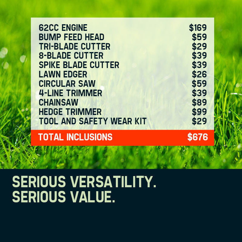 MTM 62CC Pole Chainsaw Hedge Trimmer Saw Brush Cutter Whipper Snipper Multi Tool Deals499