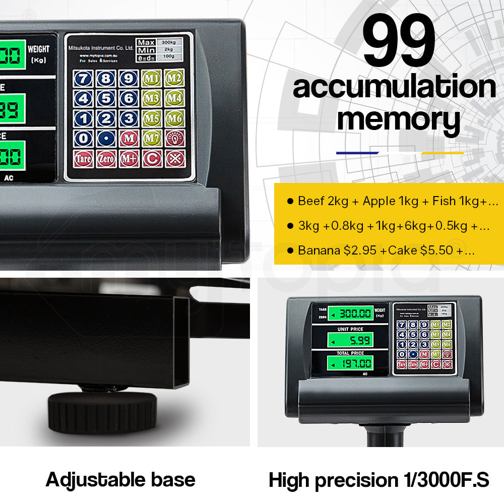 MITSUKOTA 300KG Electronic Digital Platform Scales Postal Market Shop Scale Deals499