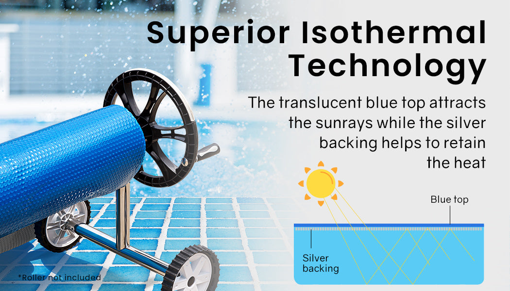 AURELAQUA Solar Swimming Pool Cover 400 Micron Heater Bubble Blanket 11x6.2m from Deals499 at Deals499