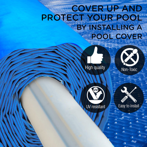 AURELAQUA Solar Swimming Pool Cover 400 Micron Heater Bubble Blanket 6x3.2m from Deals499 at Deals499